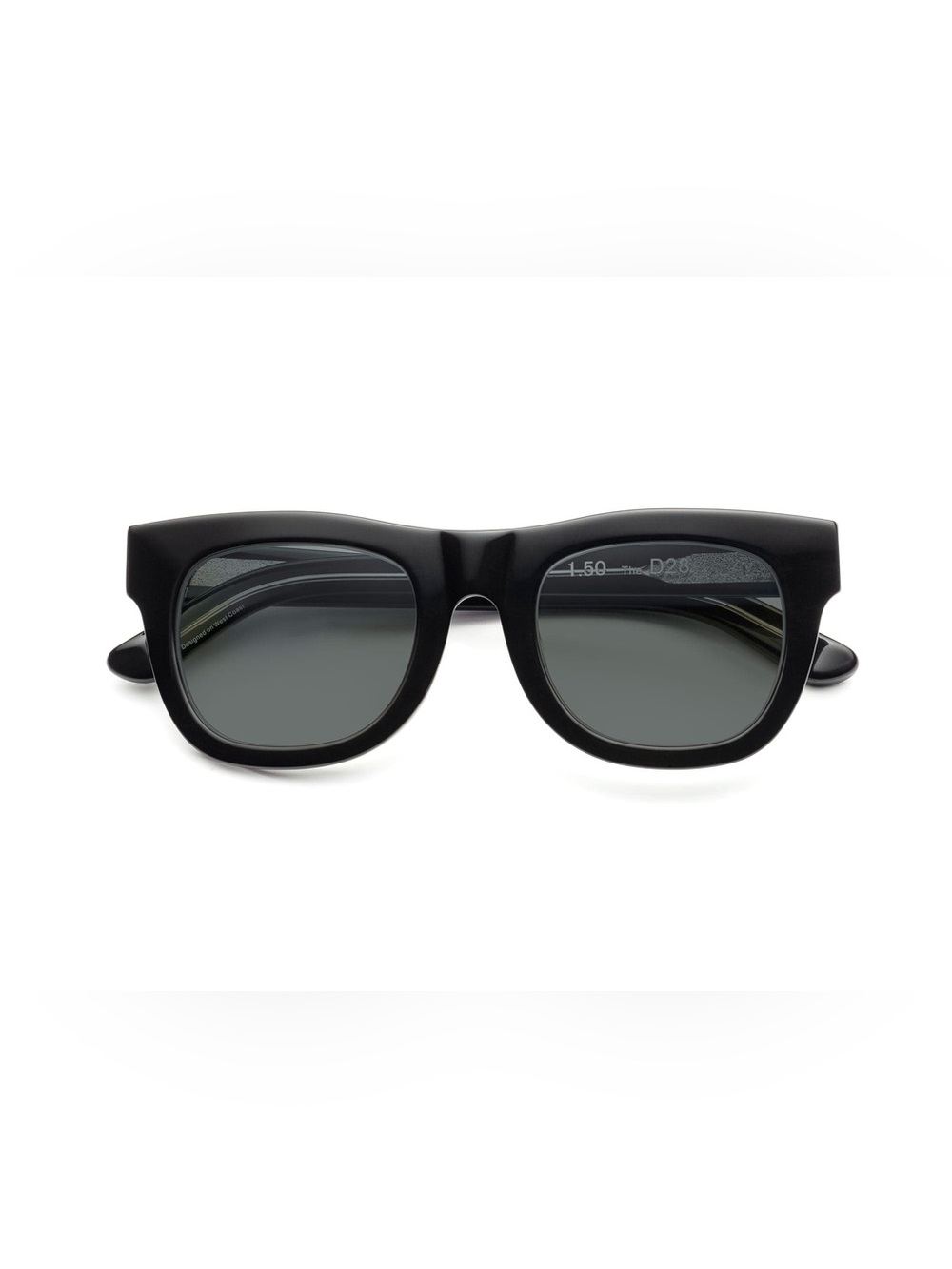 Caddis D28 Sun Readers Sunglasses Gloss Black Polarized Gray +2.50 Square